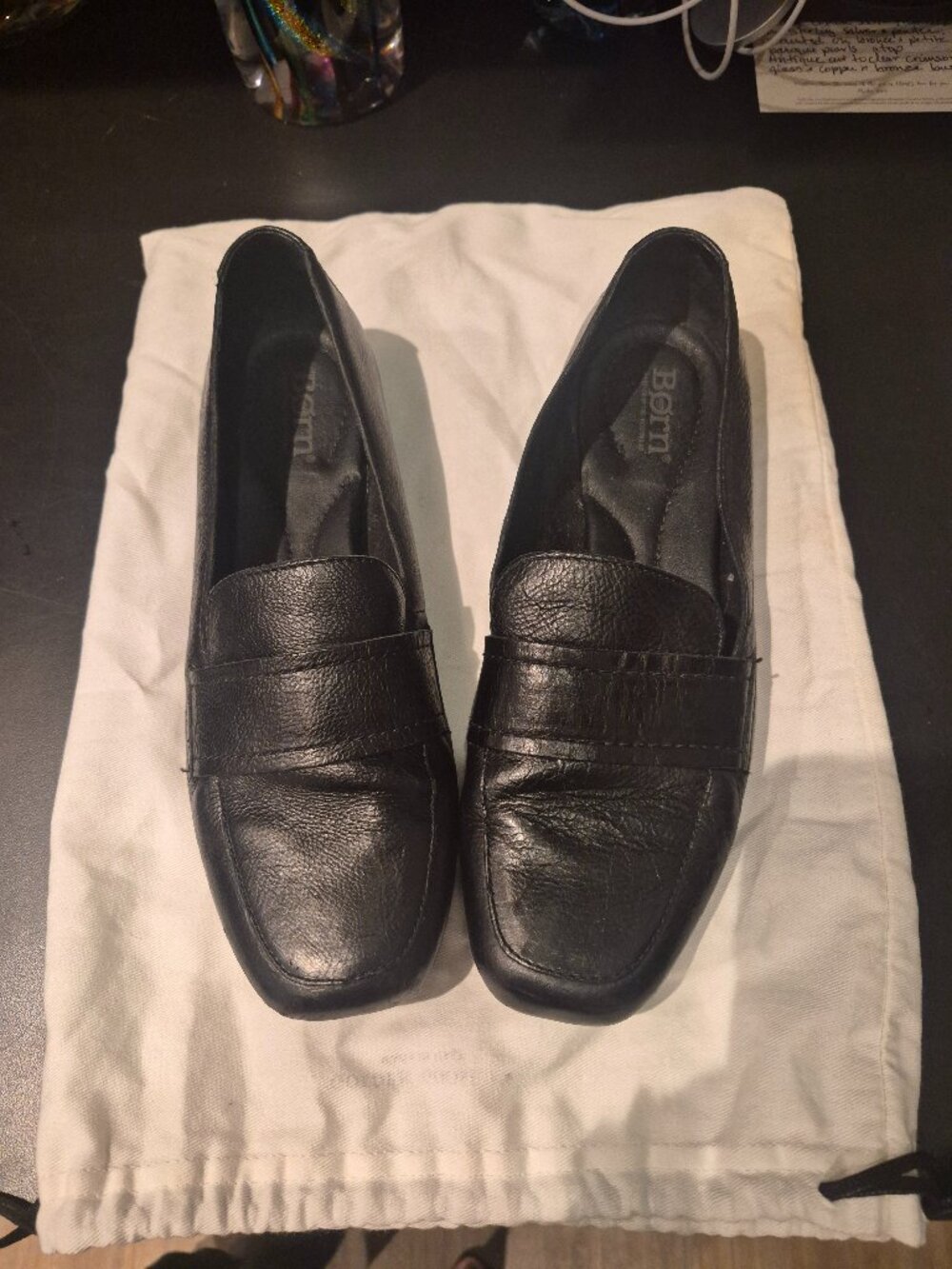 BORN  Black Leather Loafers.  Size 8
